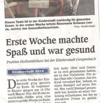 Erste Woche machte Spaß und war gesund - Offenburger Tageblatt 18.08.2012