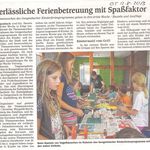 Verlässiche Ferienbetreuung mit Spaßfaktor  - Offenburger Tageblatt 12.08.2013